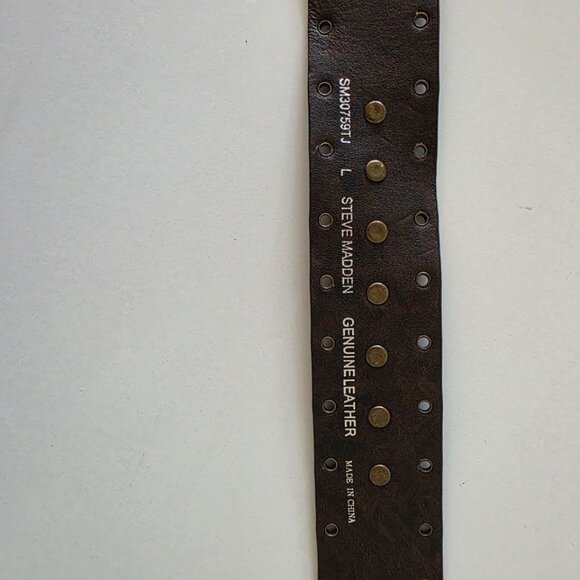 Steve Madden Leather Belt Double-ring Buckle with Stud Details size L SM30759TJ - Picture 5 of 10